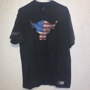 WWE Authentic Dwayne The Rock Johnson Team Bring It American Flag Shirt L